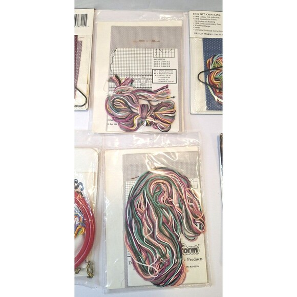 Lot of 6 Vintage Counted CROSS STITCH Medium Picture Frams 1980's Sealed Variety - Picture 7 of 8